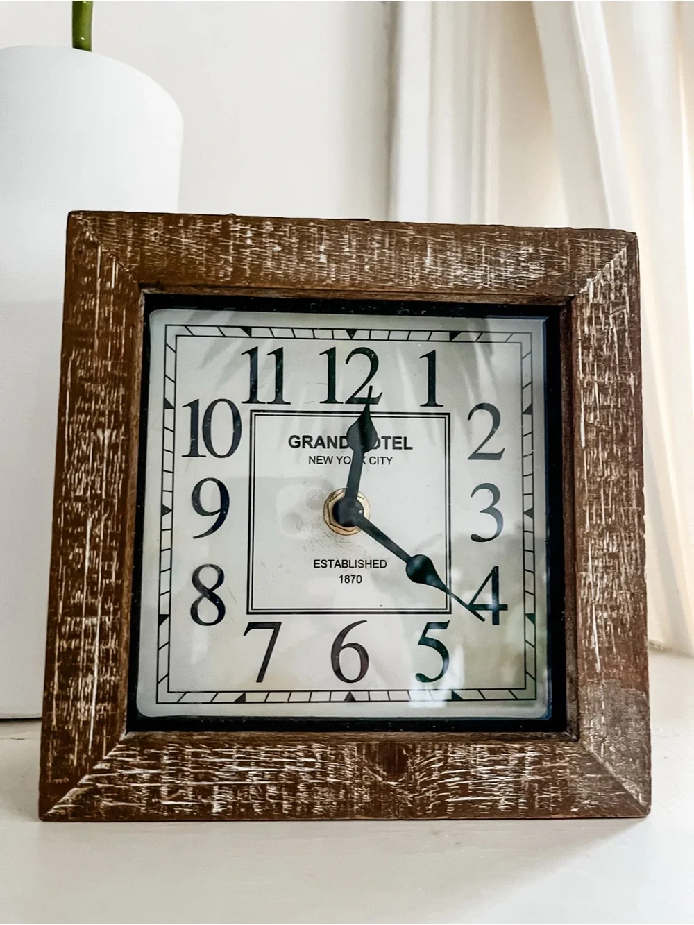 Grand Hotel Wood Frame Square Wall Clock - Brown